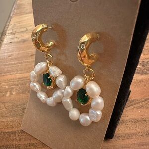 Gold post FWP, emerald earring. Beautiful for wedding Wicked Wizard of Oz